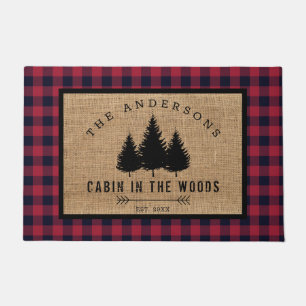 Rustic Country Family Name Cabin in the Woods Doormat