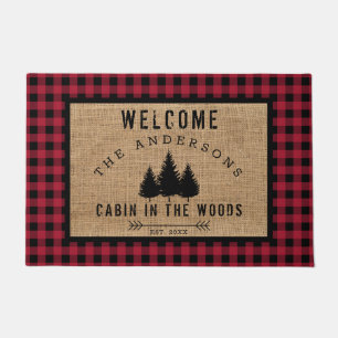 Rustic Country Family Welcome to the Woods Cabin Doormat