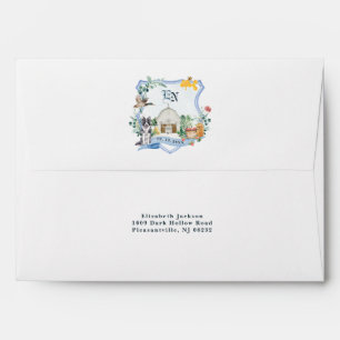 Rustic Country Farm Barn Wedding Crest Envelope