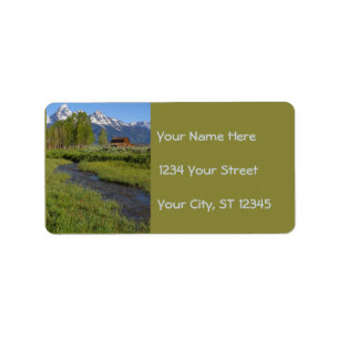 Rustic Country Farm Mormon Row Barns Label