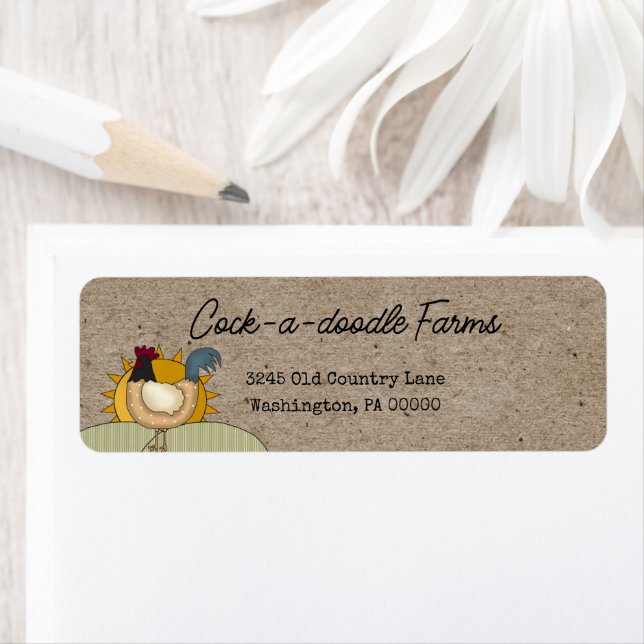 Rustic Country Farm Rooster Return Address Label  (Insitu)