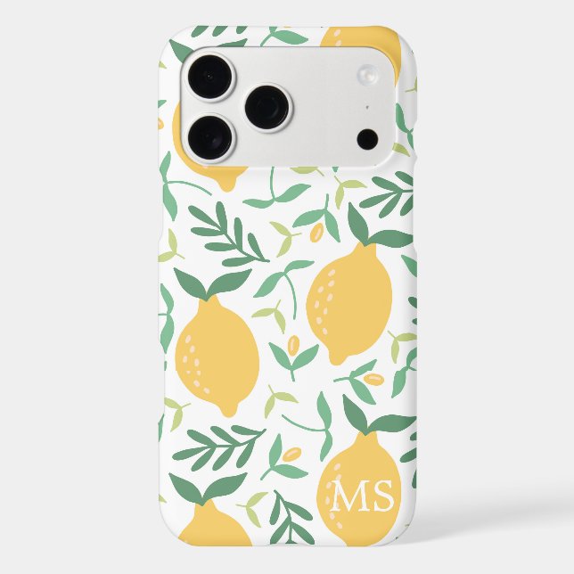 Rustic Country Farm Yellow Lemon Pattern Monogram (Back)