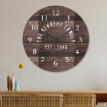 Rustic Country Farmhouse Family Name Wood Large Clock<br><div class="desc">Rustic Wood Family Name Farmhouse  Wall Clock - Farmhouse style wall clocks for the perfect addition to give your kitchen a country decor look.Personalise with family name and established year for an unique farmhouse wall clock.</div>