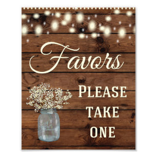 Rustic Country Favours Wedding Sign