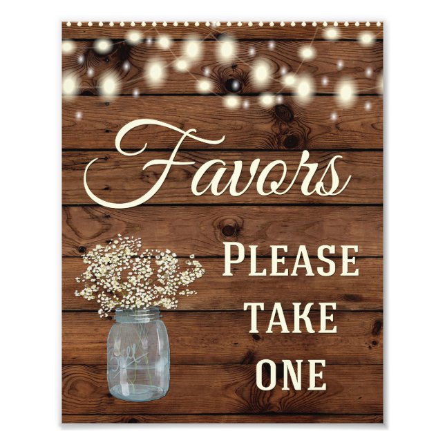 Rustic Country Favours Wedding Sign (Front)