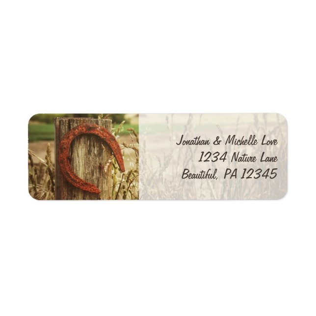 Rustic Country Fence and Horseshoe Address (Front)