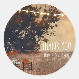 Rustic Country Field Autumn Wedding Favour Classic Round Sticker