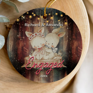 Rustic Country first Christmas engaged Ceramic Tree Decoration