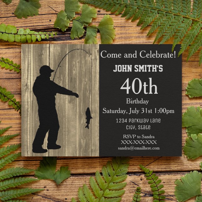 Rustic Country Fishing Birthday Invitations (Creator Uploaded)