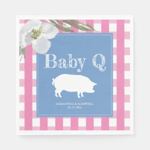 Rustic Country Floral and Pig Gingham Babyq Napkin