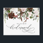 Rustic Country Floral | Be My Bridesmaid Postcard<br><div class="desc">Ask your best friends or family to be a part of your special day with this floral "Will You Be My Bridesmaid" card featuring watercolor florals and feminine calligraphy script. "Maid of honour", "Matron of honour" "Bridesmaid" or "Flower Girl" proposal cards. Add your custom wording to this design by using...</div>