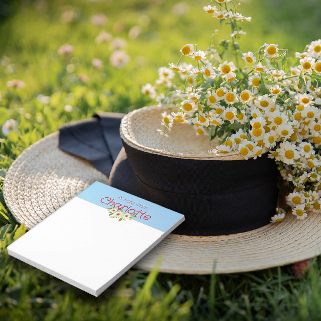 Rustic Country Floral daisy watercolor blue Notepad (Creator Uploaded)