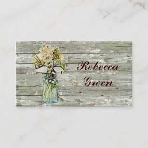 rustic country floral mason jar wedding business card