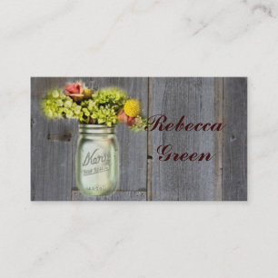 rustic country floral mason jar wedding business card