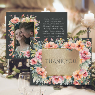 Rustic Country Floral Sage Green Wedding Flat Thank You Card