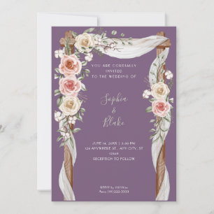 Rustic Country Floral Wedding Arch Purple Wedding Invitation
