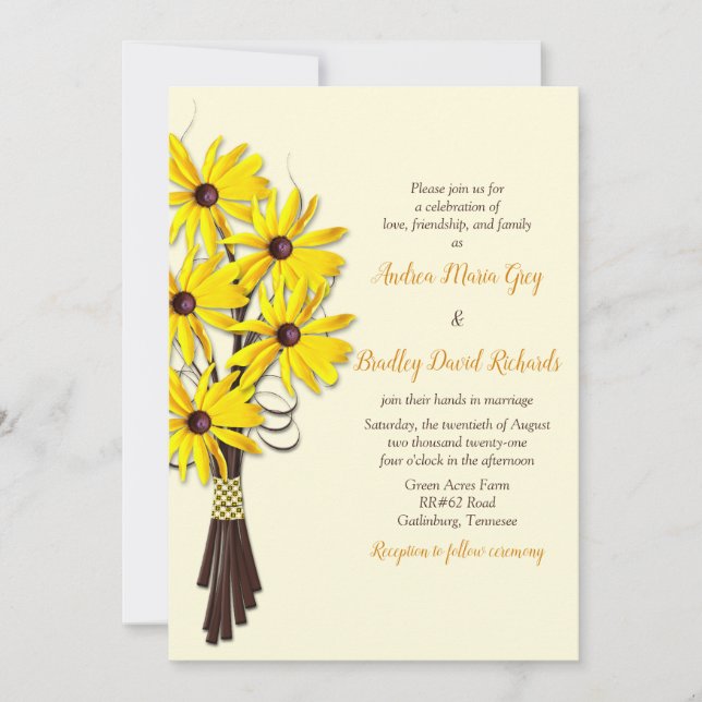 Rustic Country Floral Wedding Invitation (Front)
