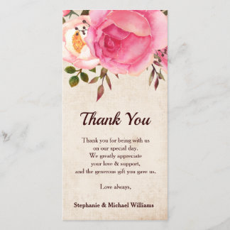Rustic Country Floral Wedding Thank you card