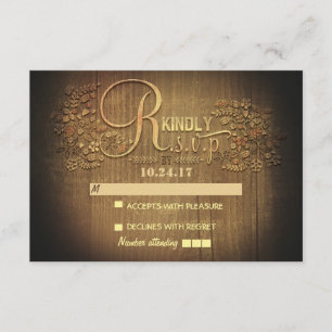 RUSTIC COUNTRY floral wood wedding RSVP cards