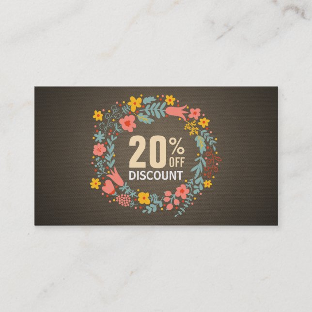 Rustic Country Floral Wreath Discount Coupon (Front)