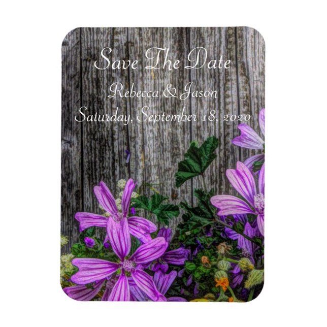 Rustic Country Flowers On Barn Board  Magnet (Vertical)