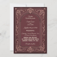 Rustic Country French Toile Burgundy Ornate Arch