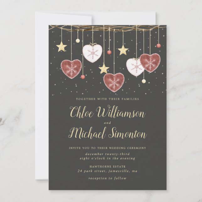 Rustic Country Heart Winter Wedding Invitation (Front)