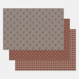 Rustic Country Hearts and Homespun  Wrapping Paper Sheet
