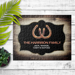 Rustic Country Horseshoe Family Name Jigsaw Puzzle