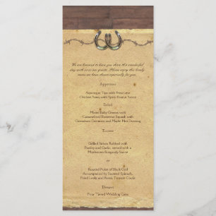 Rustic Country Horseshoes Barbed Wire Wedding Menu
