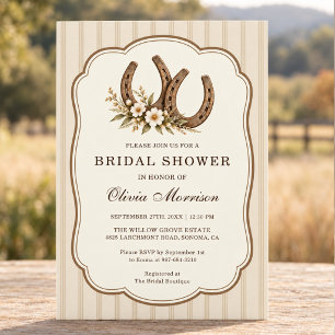 Rustic Country Horseshoes Bridal Shower Invitation