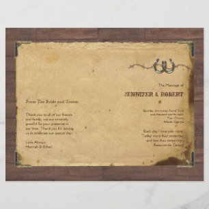 Rustic Country Horseshoes Wedding Program