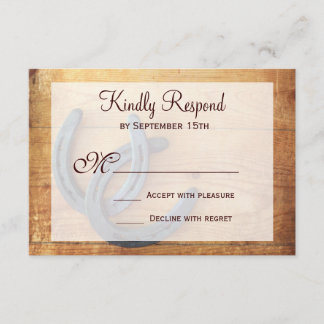 Rustic Country Horseshoes Wedding RSVP Cards