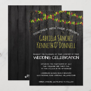 Rustic Country Hot Peppers String Lights Invitation