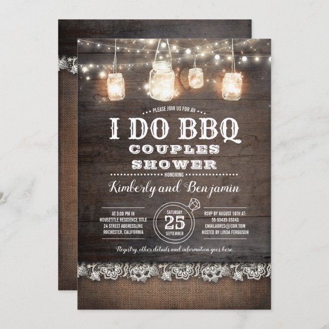 Rustic Country - I DO BBQ Couples Shower Invitation (Front/Back)