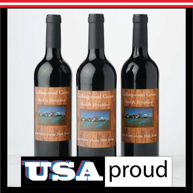 Rustic Country Inn 🤎 Cosy Bed and Breakfast Wine Label (Creator Uploaded)