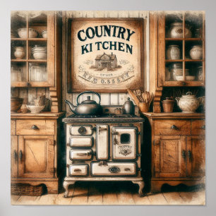 Rustic Country Kitchen 2 Poster