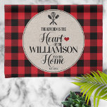 Rustic Country Kitchen Family Name Tea Towel<br><div class="desc">A charming,  rustic country kitchen design featuring a timelessly classic black and red buffalo check pattern,  and a personalised label. A great gift idea for birthday's,  housewarming or just because!</div>