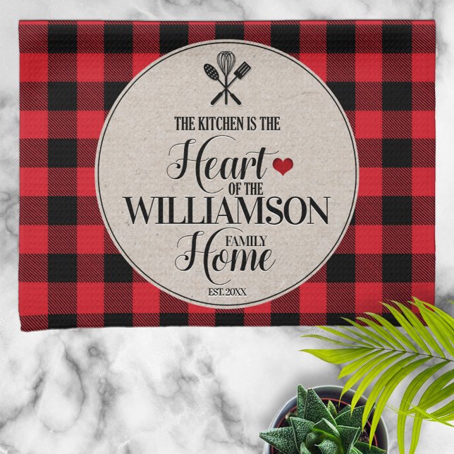 Rustic Country Kitchen Family Name Tea Towel (Creator Uploaded)