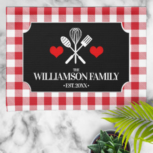 Rustic Country Kitchen Family Name Tea Towel