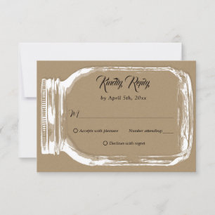 Rustic Country Kraft Paper Mason Jar Wedding RSVP Card