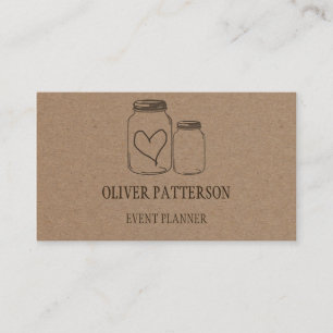 Rustic Country Kraft Paper Mason Jars Business Card
