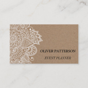 Rustic Country Kraft Paper Paisley Business Card