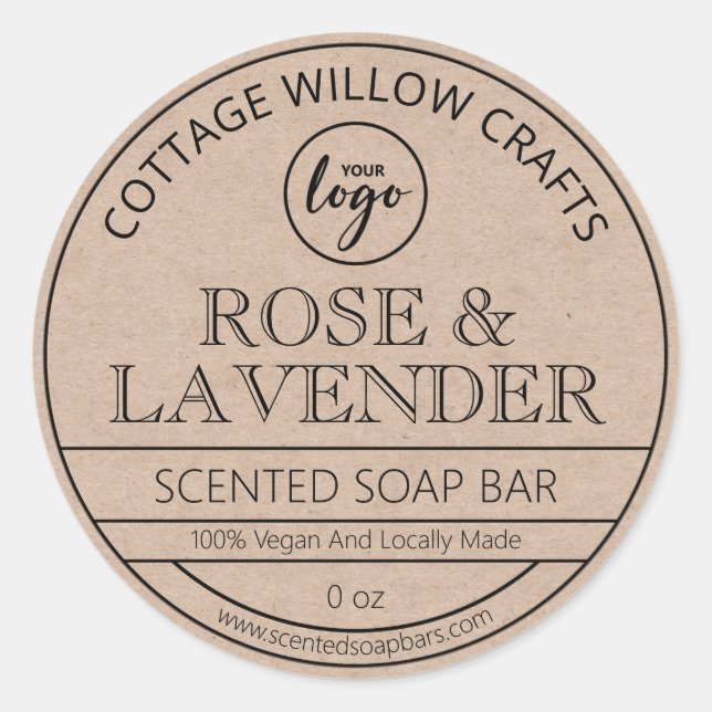 Rustic Country Kraft Paper Scented Soap Labels (Front)