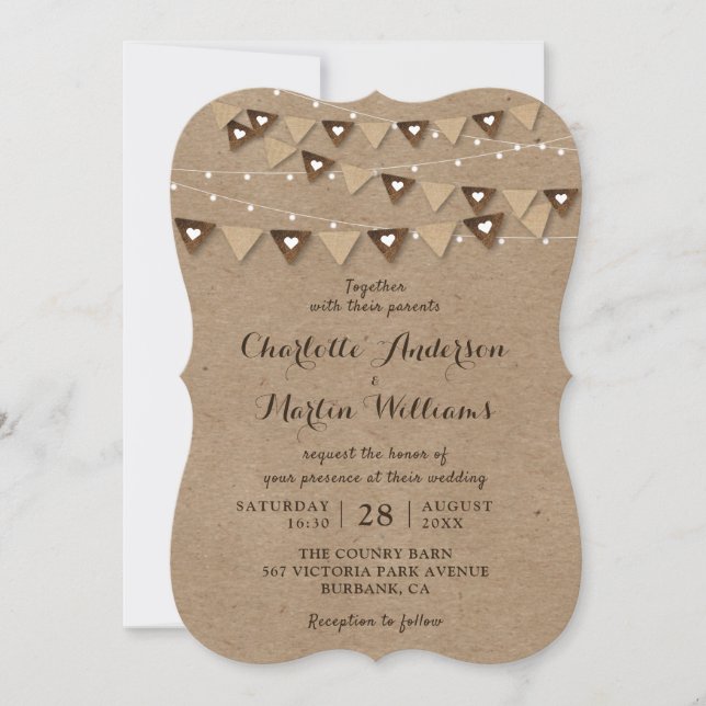 Rustic Country Kraft Paper Wedding Invitation (Front)