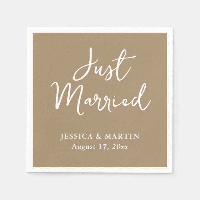 Rustic Country Kraft Paper Wedding Napkins (Front)