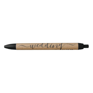 Rustic Country Kraft Simple Script Wedding Favour Black Ink Pen