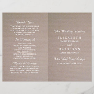 Rustic Country Kraft Wedding Bi-fold Program