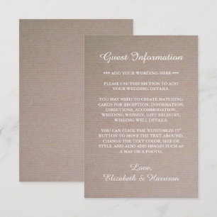Rustic Country Kraft Wedding Detail Enclosure Card