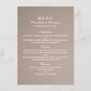 Rustic Country Kraft Wedding Menu